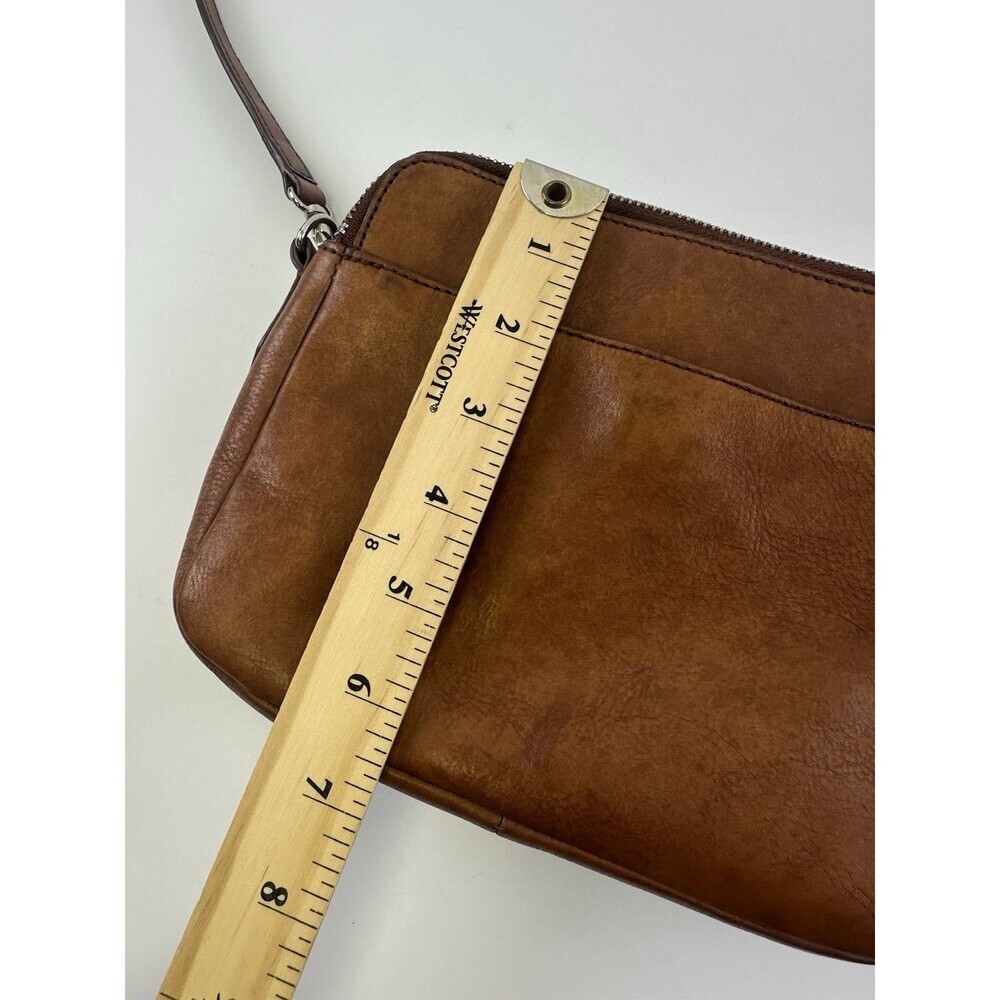 Fossil Sydney Mini Crossbody Bag Purse Smooth Tan Leather Zip Around Adjustable - Picture 13 of 16